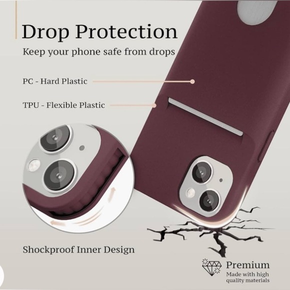 LUPA LEGACY IPHONE 14 CASE WITH WALLET HOLDER WALLET CASE BURGUNDY NEW - Picture 3 of 5